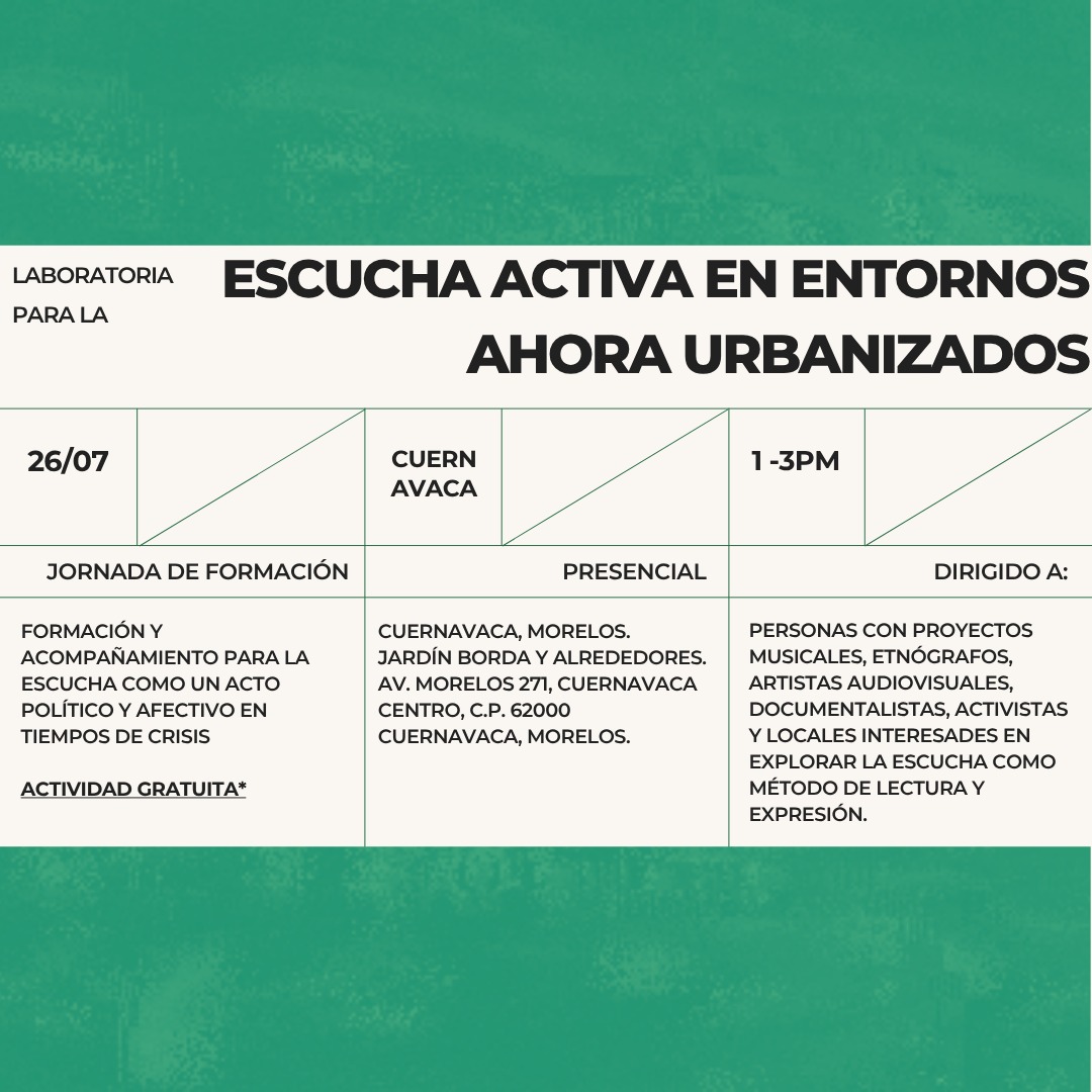 Radio Cosmica Libre presenta: laboratoria, escucha activa en entornos ahora urbanizados